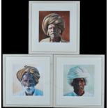 Gavin Penn (Contemporary) "Takat", "Namasker" and "Shakti" - studies of turbaned heads, signed,