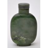 Green bowenite snuff bottle and stopper,