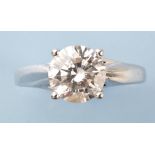A single stone solitaire diamond ring, the brilliant cut diamond weighing approximately 1.