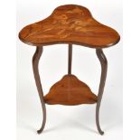 Émile Gallé (French 1846-1904): a specimen wood tri-form two tier table,