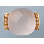 A star rose quartz and diamond ring,