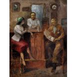 Jean-Louis-Marcel Cosson (French 1878-1956) A scene inside a French cafe, signed, oil on board,