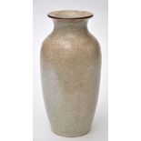 Chinese crackle glaze slender vase, the crackle of grey and russet tones fading towards the base,