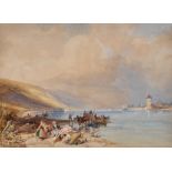 Clarkson Stanfield, RA, HRSA (1793-1867) "A view on the Rhine", watercolour heightened with white,