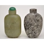 Chinese fossiliferous limestone snuff bottle, pear shaped body with tall cylindrical neck, height 6.