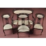 A late 19th Century Art Nouveau style drawing room suite, to include settee,