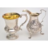 A George III cream jug, by Thomas Sheppard, London 1777, baluster shaped,