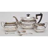 A matched three piece early 20th Century tea service, by Jones & Compton and Mappin & Webb,