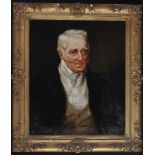 19th Century English School A portrait of a grey-haired gentleman with long side whiskers (thought