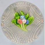 Four flower posy glass paperweight, possibly Clichy,