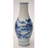 Chinese blue and white slender bulbous vase,