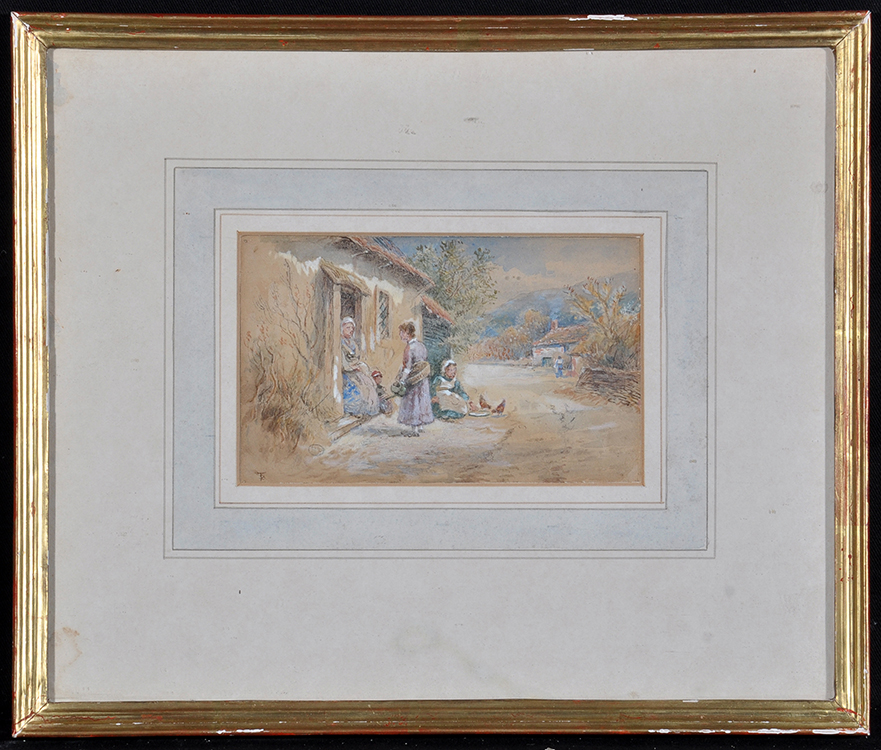 After Myles Birket Foster (1825-1899) 'Conversation' - a village scene,