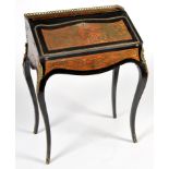 A 19th Century Louis XV style ebonised red boulle work bureau de dame,