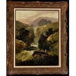 F*** C*** Ellerman (b.1800-?) Anglers by a waterfall, signed, oil on canvas, 45.