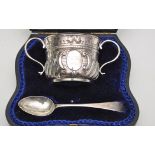 A Victorian christening porringer and spoon, by Elkington & Co. Ltd.