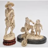 Japanese Meiji period ivory figure of a fisherman,