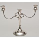 An Elizabeth II twin branch candelabra, by Reid & Sons, Birmingham 1975,