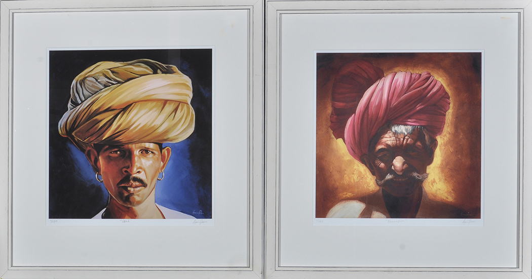 Gavin Penn (Contemporary) "Bhavapurn" and "Sōnā" - studies of turbaned heads, signed,