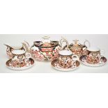 Royal Crown Derby part tea service, comprising: teapot and cover, sugar and cover, cream jug,