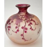 Legras acid etched cameo glass globular vase,