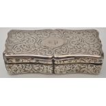 A Victorian silver snuff box, by Joseph Willmore, Birmingham 1841, shaped rectangular,