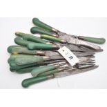 A set of 19th Century table knives and forks, fitted steel blades and prongs by Gray,