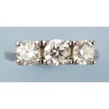 A three stone diamond ring,