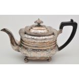 A George III teapot, by Solomon Hougham, London 1809, shaped rectangular, with fluted body,