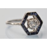 An Art Deco sapphire and diamond ring,