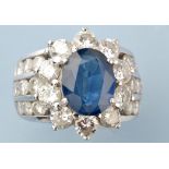 A sapphire and diamond ring,