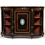 A Victorian ebonised, amboyna banded and giltmetal mounted credenza,