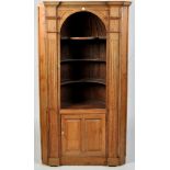 A George III pitch pine corner display cabinet,