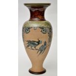 Florence Barlow for Doulton, Lambeth: stonework inverted baluster vase,