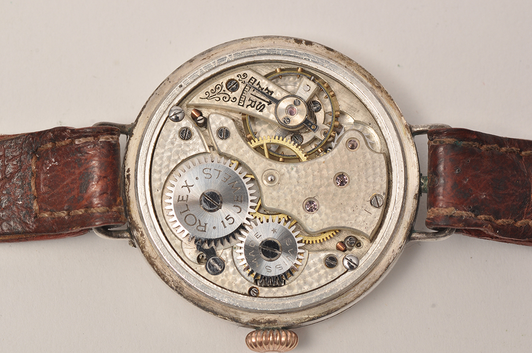 A WWI period silver trench wristwatch, the case signed Rolex, bears London import marks 1915, - Image 6 of 12
