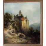 Wilhelm Brandenburg (German 1824-1901) A Schloss in mountainous country, signed, oil on canvas,