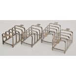 A set of four George V five bar toast racks, by Mappin & Webb, Sheffield 1911, of Art Deco design,