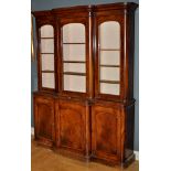 A Victorian walnut breakfront cabinet,