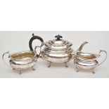 A George V three-piece tea service, by Northern Goldsmiths, Birmingham 1925-26,