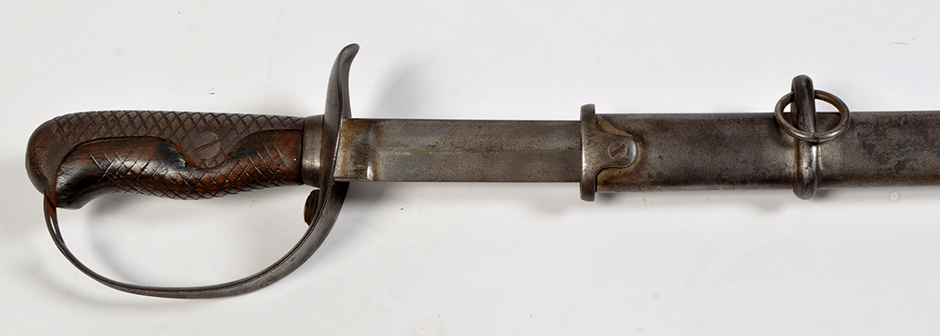 An Austrian cavalry trouper's sword, 1855 pattern, the slightly curved single edged 76cms (30in.