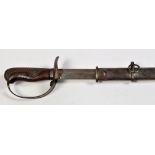 An Austrian cavalry trouper's sword, 1855 pattern, the slightly curved single edged 76cms (30in.