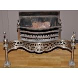 An early 20th Century steel front fire basket,