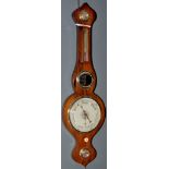 A 19th Century rosewood wheel barometer, restored condition, with white enamel dial,