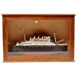 A scratch built ship model of the 'Queen Mary', made by Isaac Walton of Stocksfield,