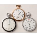 Omega: an early 20th Century gold plated crown wind pocket watch, with enamelled roman dial,