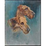 Gilbert Scott Wright (1880-1958) Study of Airedale Terriers, signed, oil on board, 50.