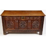 An 18th Century oak coffer,