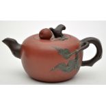 Chinese Yixiang three colour stoneware teapot and cover,