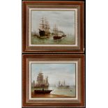 Bernard Benedict Hemy (1845-1913) Northern harbour scenes, signed, oil on canvas,