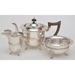 An Edwardian and later three-piece matched tea service, by William Aitken and F.H.