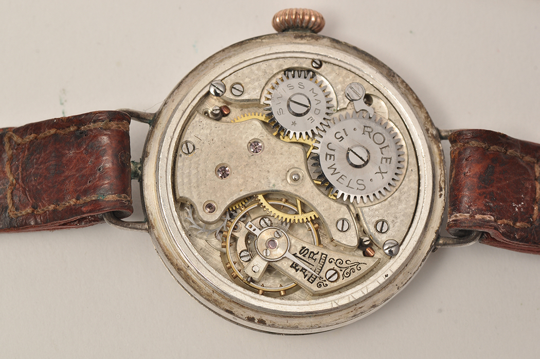 A WWI period silver trench wristwatch, the case signed Rolex, bears London import marks 1915, - Image 7 of 12